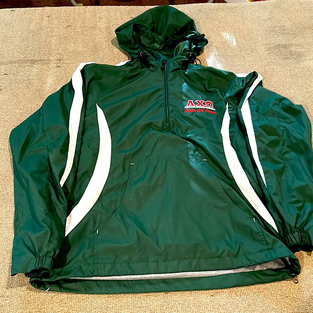 Alpha Chi Omega AXO Green Wind Breaker